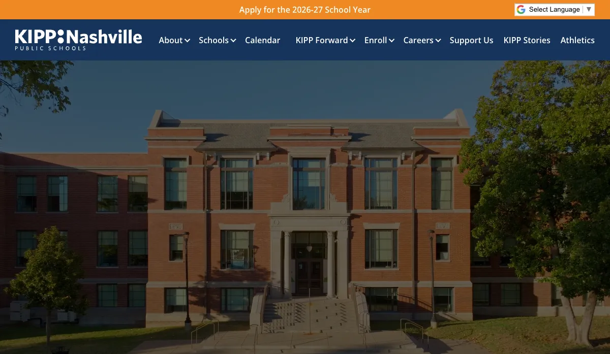 KIPP Nashville homepage screenshot